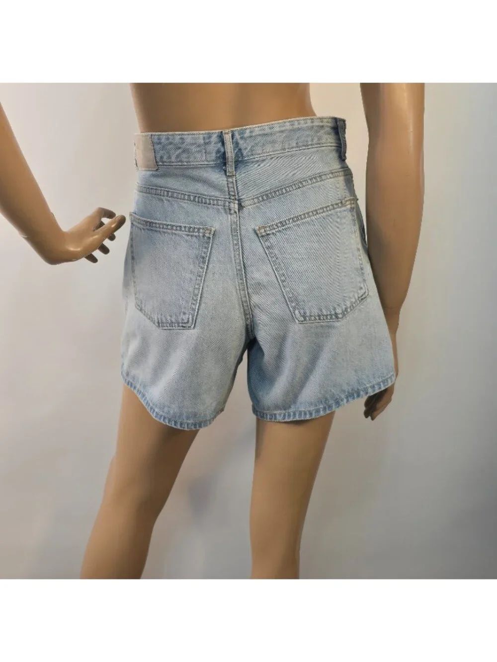 Everlane A - Line Denim Shorts Light Wash High Rise Organic Cotton Womens Sz 26